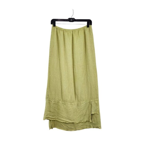 Willow Women's 100% Linen Asymmetrical Patchwork Midi Skirt Lagenlook Sz M - Picture 1 of 8